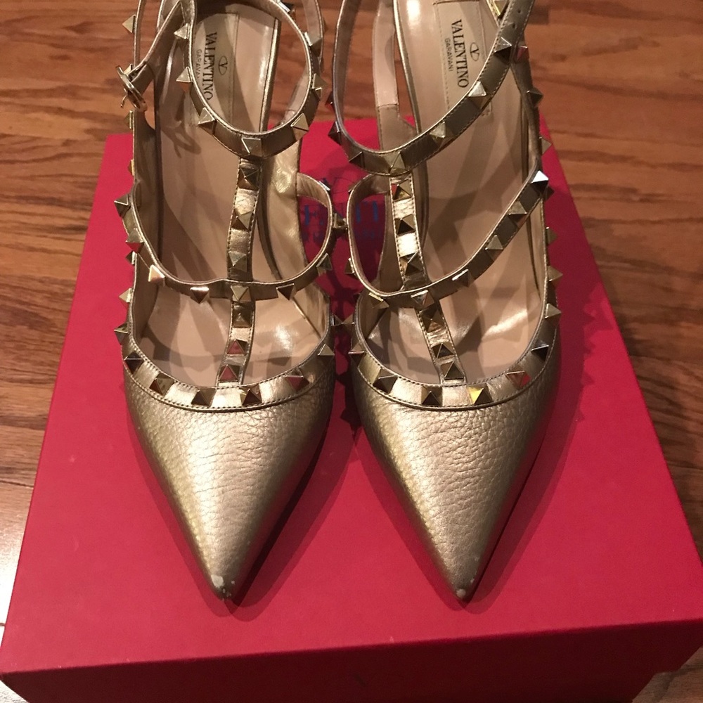 Valentino gold studded heels